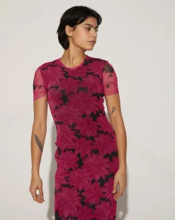 New Joan Mesh Jurk Roze Jurken